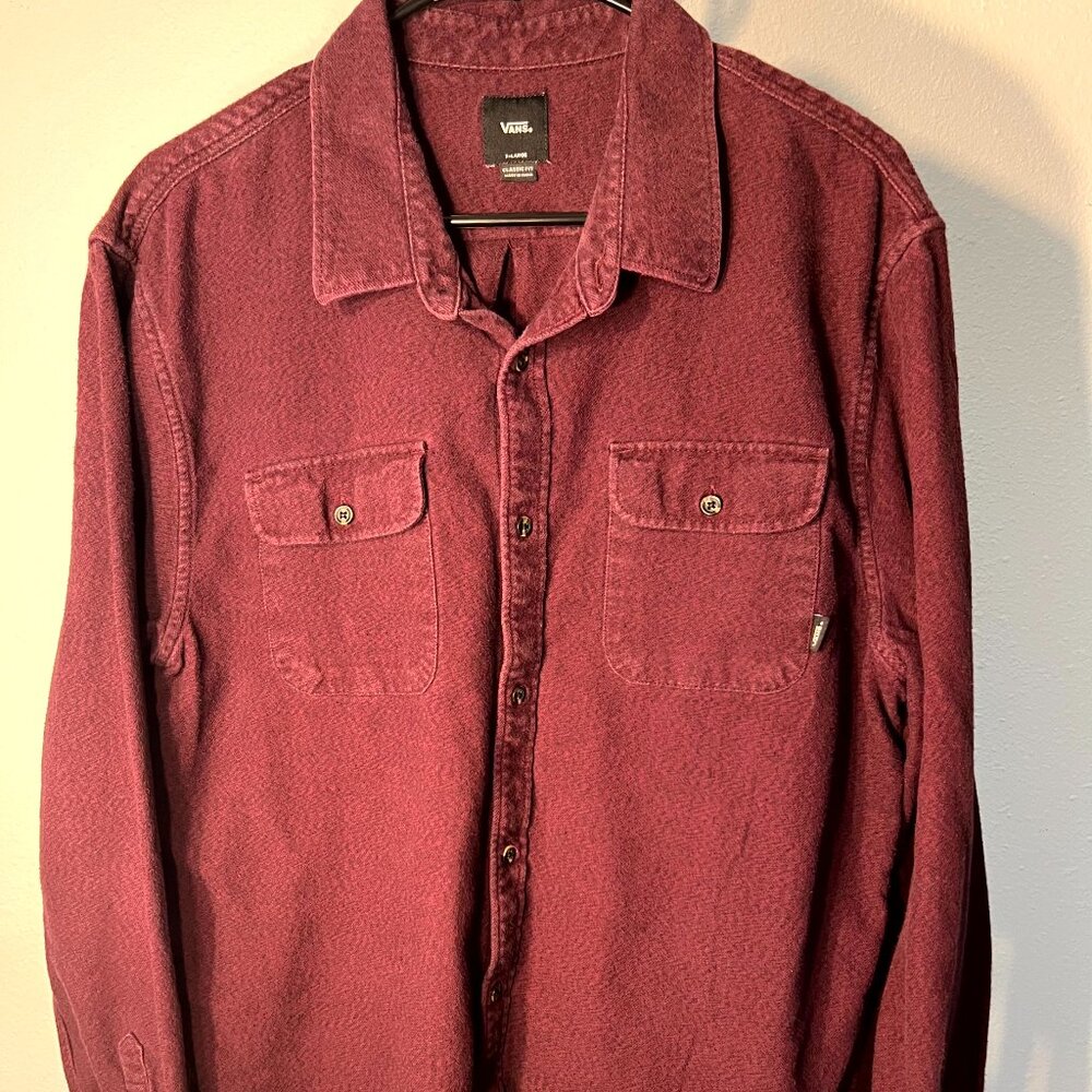 Vans Men's Casual Button Down Shirt - Burgundy